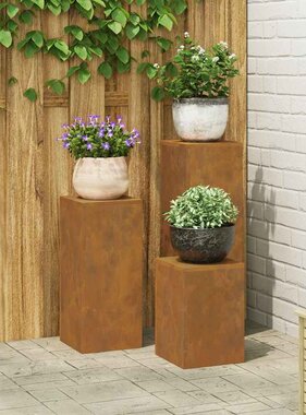 VidaXL Plantenstandaard 3 pcs Roestig Cortenstaal