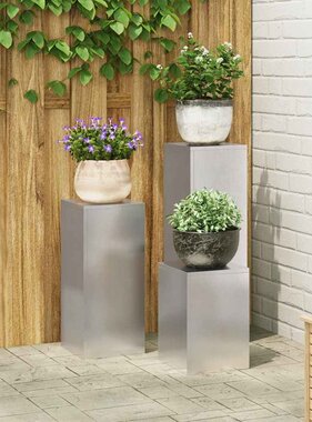 VidaXL Plantenstandaard 3 pcs Zilver Roestvrij staal