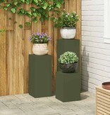 VidaXL Plantenstandaard 3 pcs Olijfgroen Staal