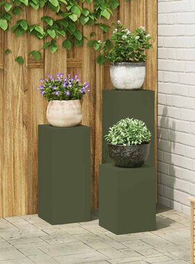 VidaXL Plantenstandaard 3 pcs Olijfgroen Staal