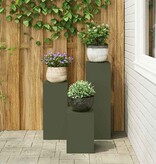 VidaXL Plantenstandaard 3 pcs Olijfgroen Staal