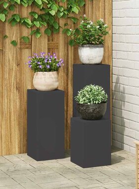 VidaXL Plantenstandaard 3 pcs Zwart Staal