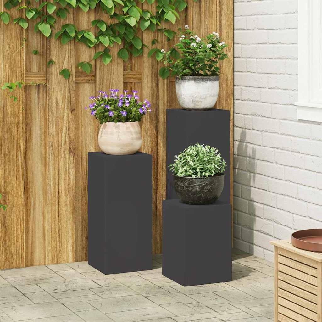 VidaXL Plantenstandaard 3 pcs Zwart Staal