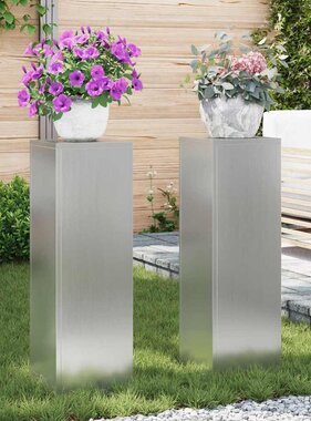 VidaXL Plantenstandaard 2 pcs Zilver 24 x 24 x 75 cm
