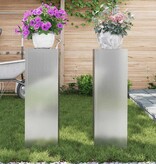 VidaXL Plantenstandaard 2 pcs Zilver 24 x 24 x 75 cm