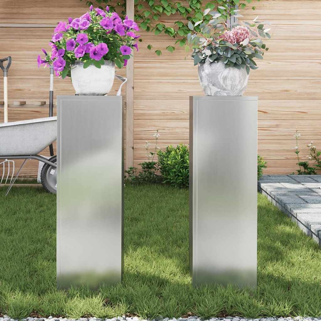 VidaXL Plantenstandaard 2 pcs Zilver 24 x 24 x 75 cm
