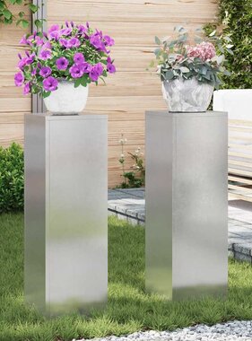 VidaXL Plantenstandaard 2 pcs Zilver 24 x 24 x 75 cm Roestvrij staal