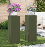 VidaXL Plantenstandaard 2 pcs Olijfgroen 24 x 24 x 75 cm Staal