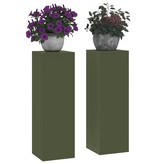 VidaXL Plantenstandaard 2 pcs Olijfgroen 24 x 24 x 75 cm Staal
