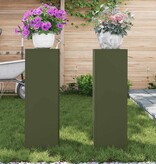 VidaXL Plantenstandaard 2 pcs Olijfgroen 24 x 24 x 75 cm Staal