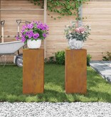 VidaXL Plantenstandaard 2 pcs Roestig 24 x 24 x 55 cm Cortenstaal