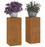 VidaXL Plantenstandaard 2 pcs Roestig 24 x 24 x 55 cm Cortenstaal