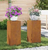 VidaXL Plantenstandaard 2 pcs Roestig 24 x 24 x 55 cm Cortenstaal