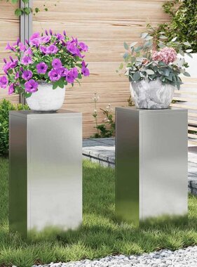 VidaXL Plantenstandaard 2 pcs Zilver 24 x 24 x 55 cm