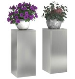 VidaXL Plantenstandaard 2 pcs Zilver 24 x 24 x 55 cm