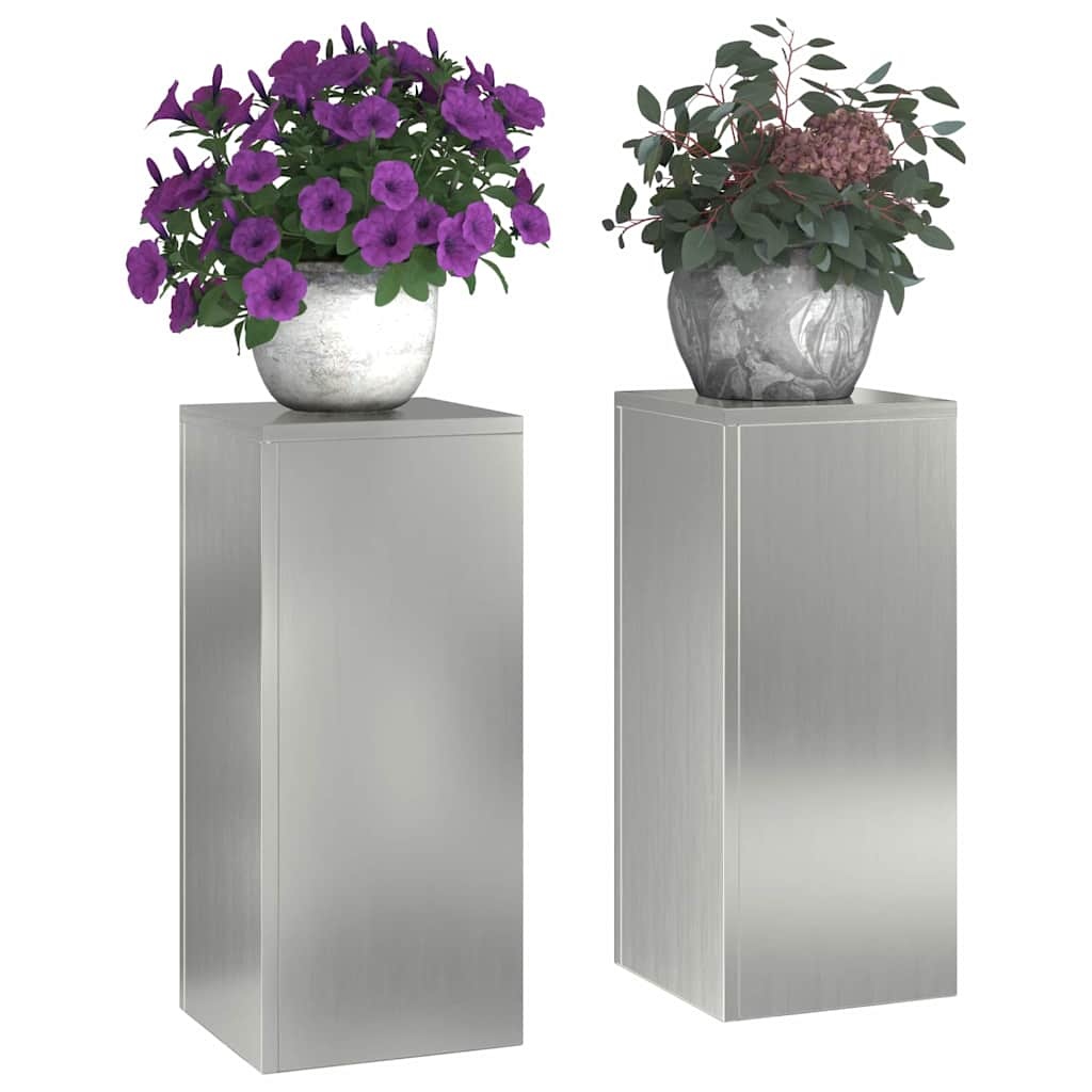 VidaXL Plantenstandaard 2 pcs Zilver 24 x 24 x 55 cm