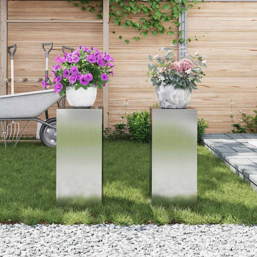 VidaXL Plantenstandaard 2 pcs Zilver 24 x 24 x 55 cm