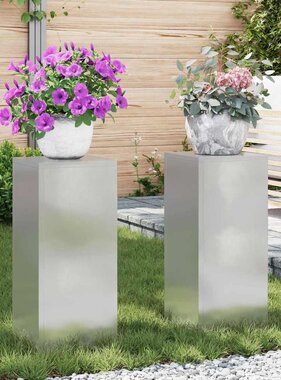 VidaXL Plantenstandaard 2 pcs Zilver 24 x 24 x 55 cm Roestvrij staal
