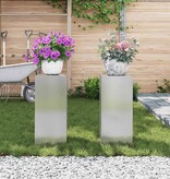 VidaXL Plantenstandaard 2 pcs Zilver 24 x 24 x 55 cm Roestvrij staal