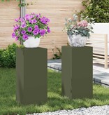 VidaXL Plantenstandaard 2 pcs Olijfgroen 24 x 24 x 55 cm Staal