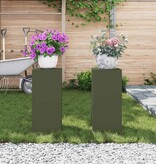 VidaXL Plantenstandaard 2 pcs Olijfgroen 24 x 24 x 55 cm Staal