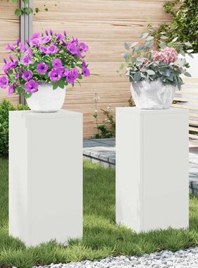 VidaXL Plantenstandaard 2 pcs Wit 24 x 24 x 55 cm Staal