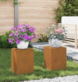 VidaXL Plantenstandaard 2 pcs Roestig 24 x 24 x 35 cm Cortenstaal