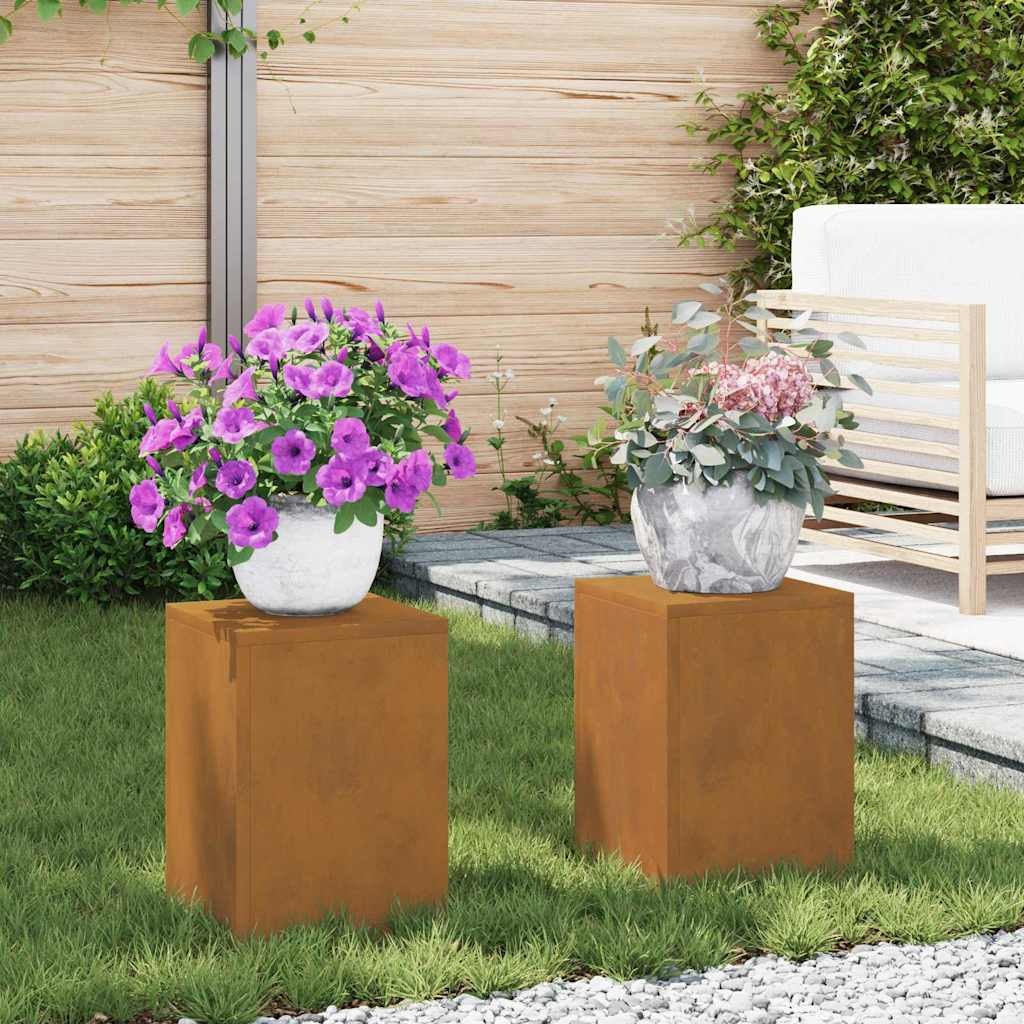 VidaXL Plantenstandaard 2 pcs Roestig 24 x 24 x 35 cm Cortenstaal