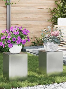 VidaXL Plantenstandaard 2 pcs Zilver 24 x 24 x 35 cm
