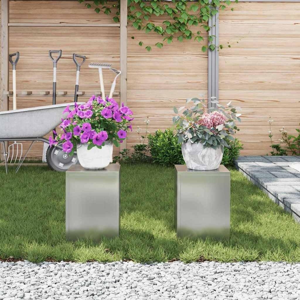 VidaXL Plantenstandaard 2 pcs Zilver 24 x 24 x 35 cm
