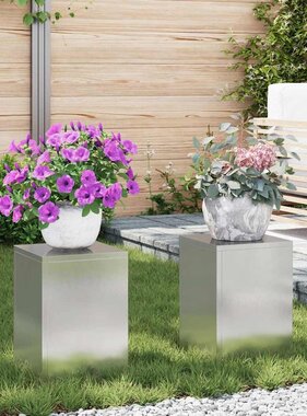 VidaXL Plantenstandaard 2 pcs Zilver 24 x 24 x 35 cm Roestvrij staal