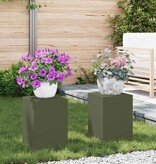 VidaXL Plantenstandaard 2 pcs Olijfgroen 24 x 24 x 35 cm Staal
