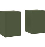 VidaXL Plantenstandaard 2 pcs Olijfgroen 24 x 24 x 35 cm Staal