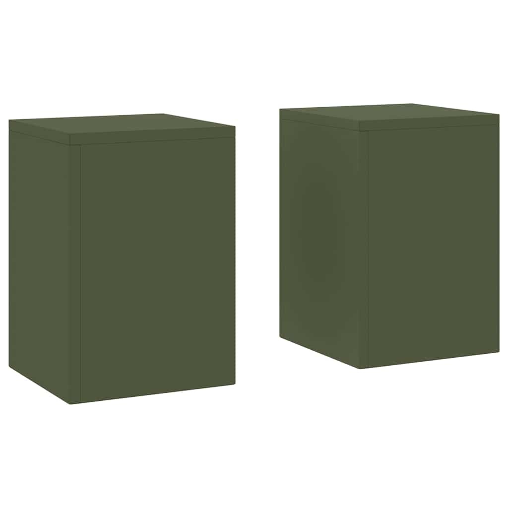 VidaXL Plantenstandaard 2 pcs Olijfgroen 24 x 24 x 35 cm Staal