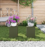 VidaXL Plantenstandaard 2 pcs Olijfgroen 24 x 24 x 35 cm Staal