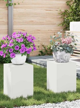 VidaXL Plantenstandaard 2 pcs Wit 24 x 24 x 35 cm Staal