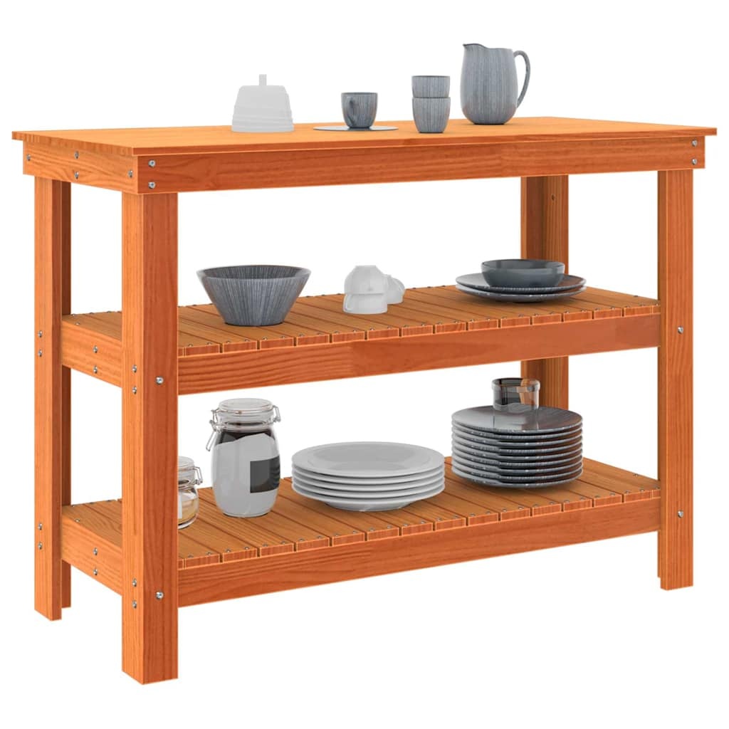 VidaXL Werkbank Wasbruin 110,5 x 50 x 80 cm Massief grenenhout
