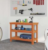 VidaXL Werkbank Wasbruin 110,5 x 50 x 80 cm Massief grenenhout