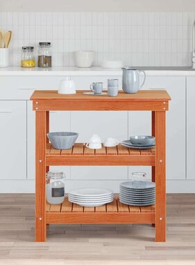 VidaXL Werkbank Wasbruin 78,5 x 50 x 80 cm Massief grenenhout