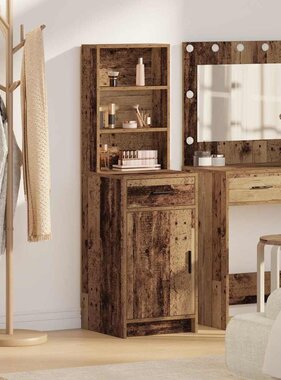 VidaXL Hoge kast met lade Oudhout 40 x 40,5 x 135 cm Bewerkt hout