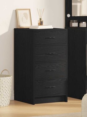 VidaXL Dressoir met lade Zwart eiken 40 x 41 x 75 cm Bewerkt hout