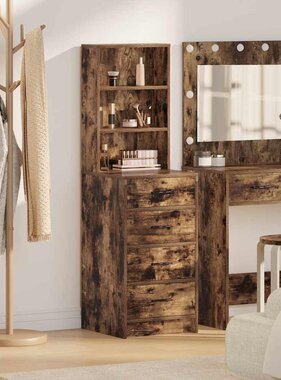 VidaXL Highboard met lade Gerookt eiken 40 x 41 x 135 cm Bewerkt hout