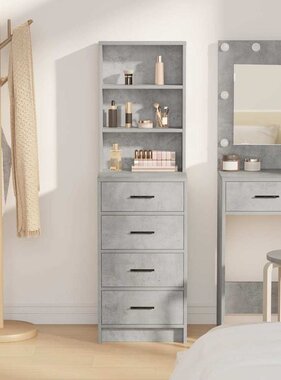 VidaXL Highboard met lade Betongrijs 40 x 41 x 135 cm Bewerkt hout