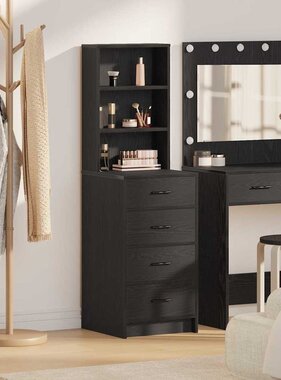VidaXL Highboard met lade Zwart eiken 40 x 41 x 135 cm Bewerkt hout