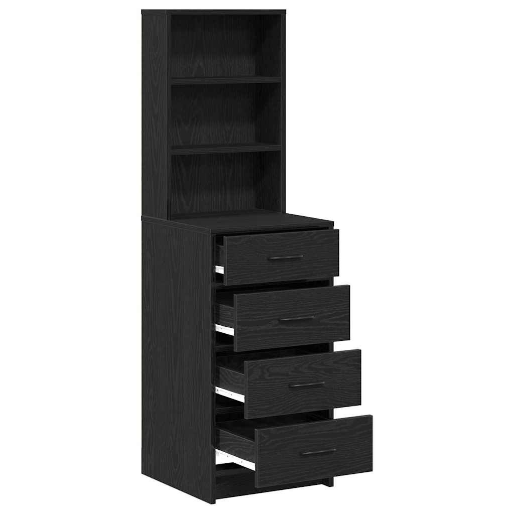 VidaXL Highboard met lade Zwart eiken 40 x 41 x 135 cm Bewerkt hout