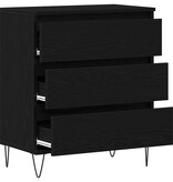 VidaXL Dressoir met lade Zwart Eiken 60 x 35 x 70 cm Bewerkt hout