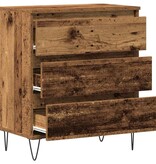 VidaXL Dressoir met lade Oudhout 60 x 35 x 70 cm Bewerkt hout