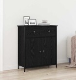 VidaXL Dressoir met lade Zwart Eiken 70 x 30 x 80 cm Bewerkt hout