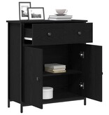 VidaXL Dressoir met lade Zwart Eiken 70 x 30 x 80 cm Bewerkt hout