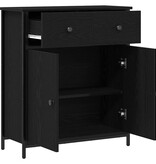VidaXL Dressoir met lade Zwart Eiken 70 x 30 x 80 cm Bewerkt hout
